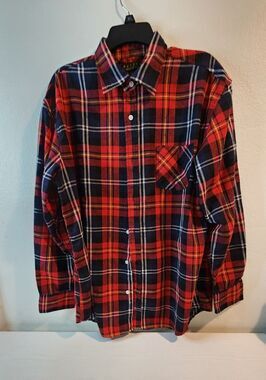 Activa Sports Inc Men's XXL Red Plaid Flannel Long Sleeve Button Front Shirt